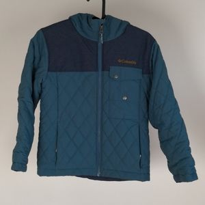 Columbia kids jacket winter snow hoodie 2 pocket Sz S blue puffy